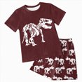 thumbnail image 1 of Hessimy Toddler Boy Short Sets Summer Dinosaur Outfits Short Sleeve Tops and Elastic Waist Shorts Matching Set(Wine,11-12Years), 1 of 3