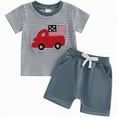 thumbnail image 1 of Hessimy Toddler Boy Short Sleeve Cartoon Print Shirt and Shorts 2-Piece Outfit Set,Cartoon Outfit(Blue,0-6 Months), 1 of 6