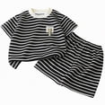 thumbnail image 1 of Hessimy Toddler Boy Short Sleeve Shirt Set Kids Graphic Tee Shirt with Short Summer Clothes Set,Cool Graphic(Black,3-4 Years), 1 of 7