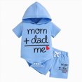 thumbnail image 1 of Hessimy Toddler Boy Short Sleeve T-Shirt Cartoon Print Shorts Set Summer Clothes Outfits,Cartoon Print Set(Blue,0-3 Months), 1 of 1