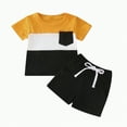 thumbnail image 1 of Hessimy Toddler Boy Short Sleeve Top and Shorts 2 Piece Outfit,Skin Friendly（Yellow,12-18 Months), 1 of 3