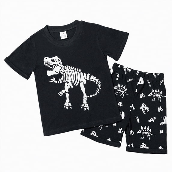 Hessimy Toddler Boy Summer Clothes Dinosaur T-Shirt and Shorts Outfits(Green,3-4 Years)