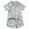 thumbnail image 1 of Hessimy Toddler Boy Summer Clothes Hawaiian Outfit Short Sleeve T-shirt Top & Shorts Set（Blue,18-24 Months), 1 of 7