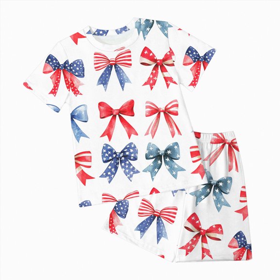 Hessimy Toddler Boy Summer Clothes Print Short Sleeve Shirt Tops and Shorts Set Summer Outfit 2Pcs（Light Blue,2-3 Years)