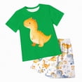 thumbnail image 1 of Hessimy Toddler Boy Summer Outfit Short Sleeve T Shirt Shorts Set Neutral Clothes（Green,3-4 Years), 1 of 5