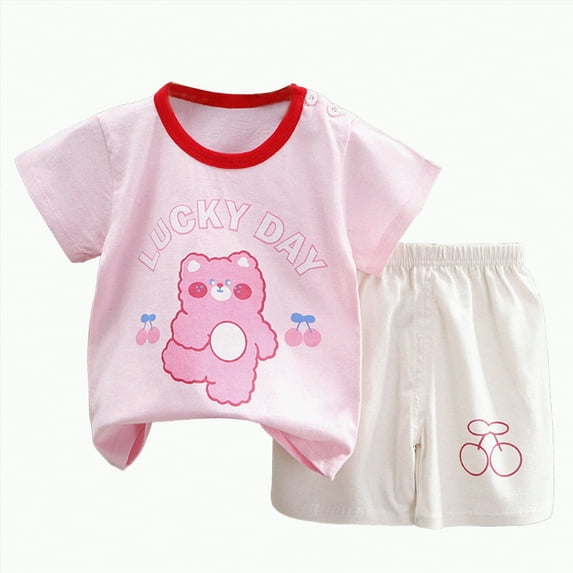 Hessimy Toddler Boy Summer Outfits Clothes Kids Shorts Set Cotton 2 Piece Clothing Sets(Pink,4-5 Years)
