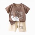 thumbnail image 1 of Hessimy Toddler Boy Summer T Shirt Shorts Outfits Short Sleeve Tee Tops Clothes Set, Basic Style（Brown,6-12 Months), 1 of 3