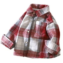 Hessimy Toddler Boys Flannel Button Up Shirt Casual Long Sleeve Plaid Shirts(Red,3-4 Years)
