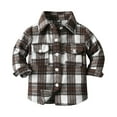 thumbnail image 1 of Hessimy Little Toddler Boys Long Sleeve Button Up Plaid Flannel Shirt Plaid(Grey,3-6 Months), 1 of 2