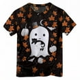 thumbnail image 1 of Hessimy Toddler Boys Girls Halloween Shirt Skeleton Ghost T-Shirts Boo Tees Spooky Tops Short Sleeve（Navy，4-5 Years）, 1 of 4