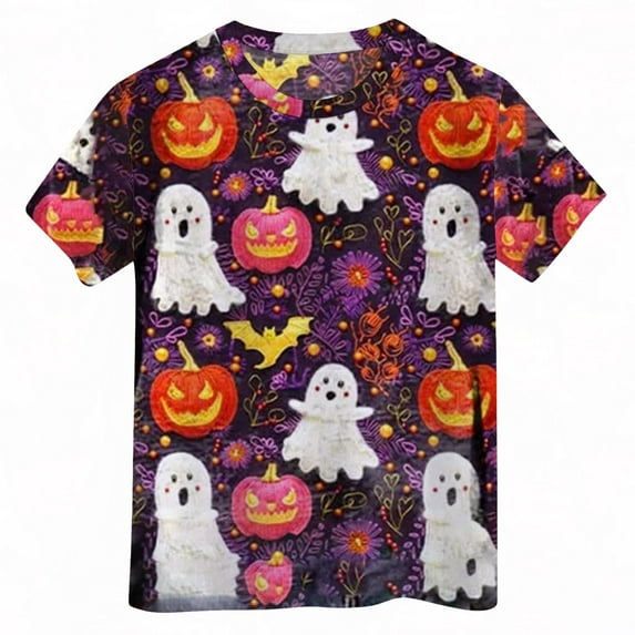 Hessimy Toddler Boys Girls Halloween Shirt Skeleton Ghost T-Shirts Boo Tees Spooky Tops Short Sleeve(Pink,3-4 Years)