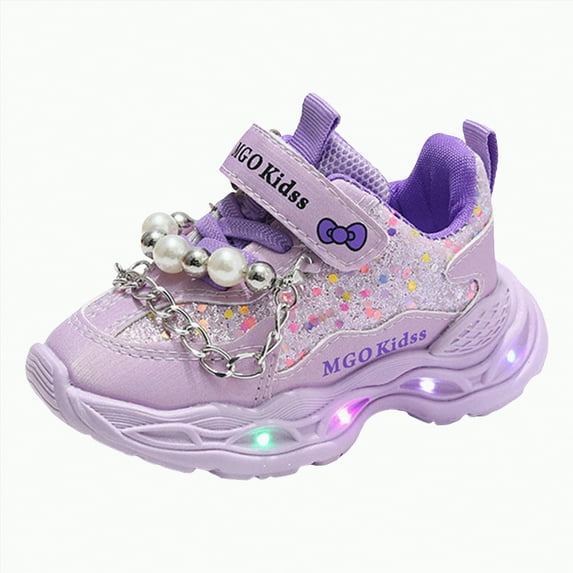 Hessimy Toddler Boys Girls Light Up Shoes, Cute Lightweight Breathable Anti-Slip, Led Flashing Sport Sneakers Toddler Shoes Toddler Shoes Purple For (Purple,9)