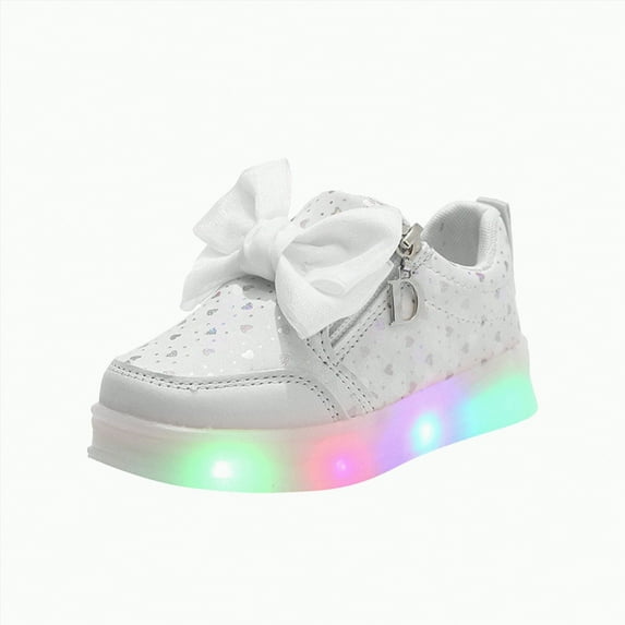 Hessimy Toddler Boys Girls Light Up Shoes Toddler Shoes Kid Shoes With Led Light Up Shoes Sneakers Girl Shoes For Girls Boys Sports Shoes (White,7.5)