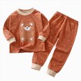 thumbnail image 1 of Hessimy Toddler Boys Girls Spring 2Pcs Long Sleeve Sweatshirt Tops Soft Casual Pants Sweatsuit 3-24M/1-12T(Coffee,12-18 Months), 1 of 4