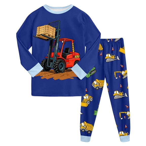 Hessimy Toddler Boys Girls Spring Summer 2Pcs Crewneck Long Sleeve Sweatshirt Pants Soft Sweatsuit, Crewneck Sweat Pants(Blue,5-6 Years)