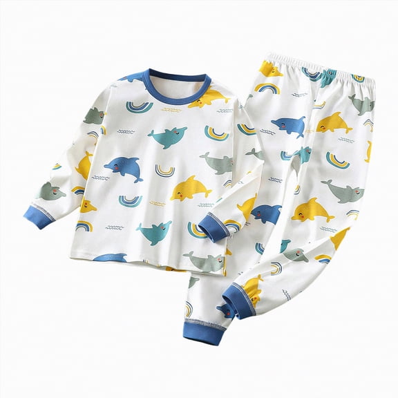 Hessimy Toddler Boys Girls Spring Summer 2Pcs Crewneck Long Sleeve Sweatshirt Pants Soft Sweatsuit(Light Blue,7-8 Years)