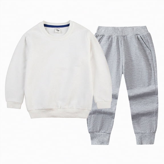 Hessimy Toddler Boys Girls Spring Summer 2Pcs Long Sleeve Sweatshirt Tops Pants Warm Sweatsuit 18M-6T(Grey,18-24 Months)
