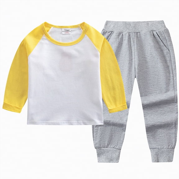 Hessimy Toddler Boys Girls Spring Summer 2Pcs Long Sleeve Sweatshirt Tops Soft Casual Pants Sweatsuit 4-8T(L,12-18 Months)