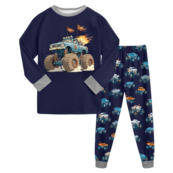 Hessimy Toddler Boys Girls Spring Summer 2Pcs Long Sleeve Tops Pants Soft Warm Casual Sweatsuit, Soft Warm Sweat(Dark Blue,5-6 Years)