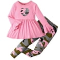 thumbnail image 1 of Hessimy Toddler Boys Girls Spring Summer 2Pcs Long Sleeve Tops Pants Warm Cartoon Print Sleepwear Pajamas, Cartoon Print Fun(Pink,5-6 Years), 1 of 5