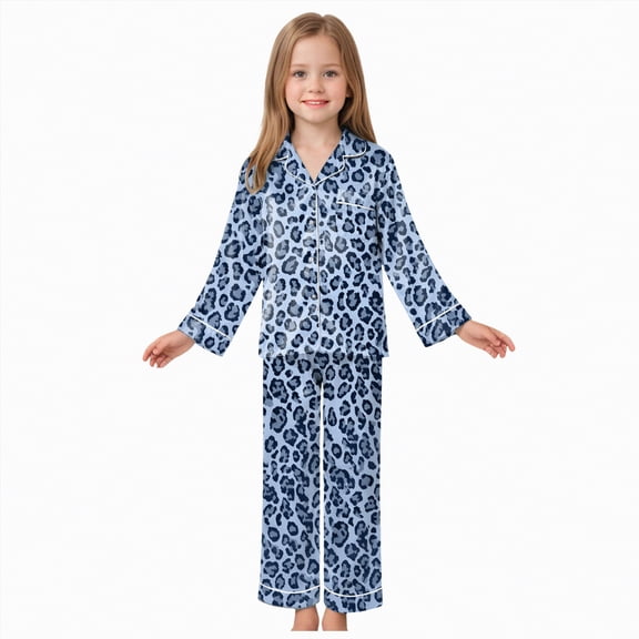 Hessimy Toddler Boys Girls Spring Summer 2Pcs Soft Fabric Long Sleeve Soft Comfortable Sleepwear Tops Pants Set, Soft Fabric Sleep Tops(Blue,13-14 Years)