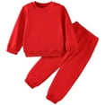 thumbnail image 1 of Hessimy Toddler Boys Girls Spring Summer 2Pcs Solid Color Set Long Sleeve Crewneck Sweatshirt & Pants（Red，7-8 Years）, 1 of 1