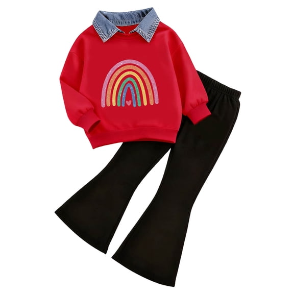 Hessimy Toddler Boys Girls Spring Summer 2Pcs Solid Long Sleeve Pullover Sweatshirt Pants Warm Sweatsuit, Solid Warm Sweat,3M-12Y(Hot Pink,2-3 Years)