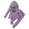 thumbnail image 1 of Hessimy Toddler Boys Girls Spring Summer Bowknot Sweatshirt Set Long Sleeve Top & Pants Cute Athletic Wear（Purple，2-3 Years）, 1 of 1