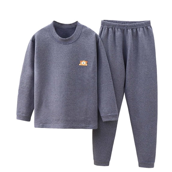 Hessimy Toddler Boys Girls Spring Summer Cartoon Pattern Ruffled 2Pcs Snug Fit Soft Fabric Sleepwear Pjs Set, Ruffled Detail, 3M-12T(Dark Gray,9-10 Years)