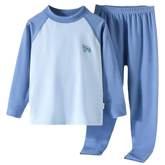 Hessimy Toddler Boys Girls Spring Summer Cartoon Print 2Pcs Long Sleeve Pullover Tops Pants Soft Sweatsuit, Pullover Comfort(Blue,14-15 Years)
