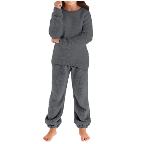 Hessimy Toddler Boys Girls Spring Summer Cartoon Print 2Pcs Long Sleeve Sweatshirt Tops Joggers Pants Soft Sweatsuit, Joggers Softness(Grey,5-6 Years)