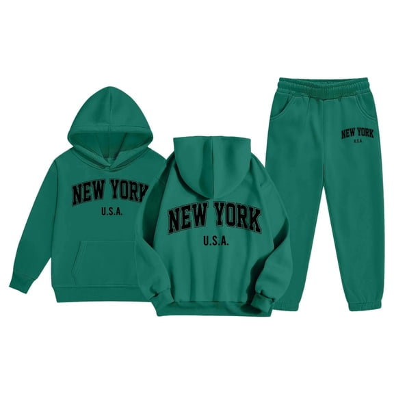 Hessimy Toddler Boys Girls Spring Summer Cartoon Print 2Pcs Long Sleeve Sweatshirt Tops Pants Cute Sweatsuit, Cute Sweat Style(Dark Green,10-11 Years)