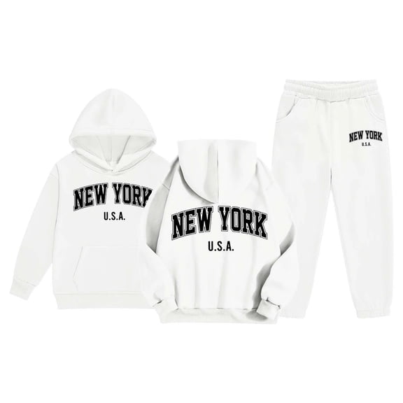 Hessimy Toddler Boys Girls Spring Summer Cartoon Print 2Pcs Long Sleeve Sweatshirt Tops Pants Cute Sweatsuit, Cute Sweat Style(White,12-13 Years)