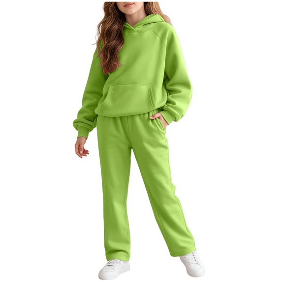 Hessimy Toddler Boys Girls Spring Summer Cartoon Print 2Pcs Long Sleeve Sweatshirt Tops Pants Sweatsuit, Toddler Sweat Style(Green,11-12 Years)