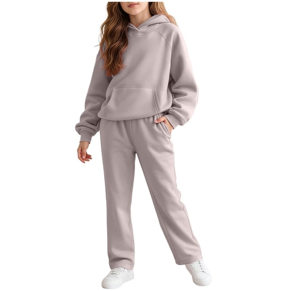 Hessimy Toddler Boys Girls Spring Summer Cartoon Print 2Pcs Long Sleeve Sweatshirt Tops Pants Sweatsuit, Toddler Sweat Style(Khaki,13-14 Years)