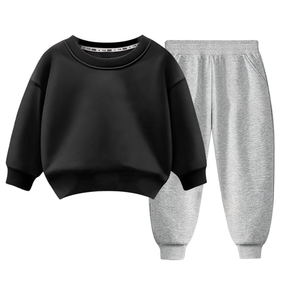 Hessimy Toddler Boys Girls Spring Summer Cute Cartoon Print 2Pcs Long Sleeve Sleepwear Pajamas, Cute Sleep Pattern(Black,9-10 Years)
