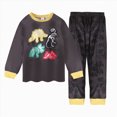 thumbnail image 1 of Hessimy Toddler Boys Girls Spring Summer Cute Cartoon Print 2Pcs Long Sleeve Sleepwear Pajamas(Dark Gray,6-12 Months), 1 of 7