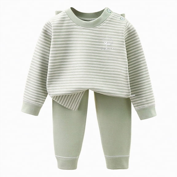 Hessimy Toddler Boys Girls Spring Summer Cute Cartoon Print 2Pcs Long Sleeve Sweatshirt Jogger Pants(Light Green,1-2 Years)