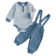thumbnail image 1 of Hessimy Toddler Boys Girls Spring Summer Cute Cartoon Print 2Pcs Long Sleeve Tops Pants Soft Sleepwear Pjs, Cute Pjs Style(Blue,6-9 Months), 1 of 7