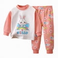thumbnail image 1 of Hessimy Toddler Boys Girls Spring Summer Cute Pattern Print 2Pcs Long Sleeve Soft Sleepwear Pants Pajamas Set(Pink,4-5 Years), 1 of 4