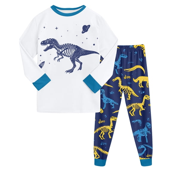 Hessimy Toddler Boys Girls Spring Summer Cute Print 2Pcs Long Sleeve Shirt Tops Pants Shorts Sleepwear Pajamas Set, Shorts Sleep Set(White,3-4 Years)