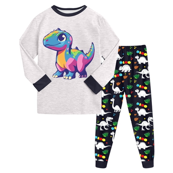 Hessimy Toddler Boys Girls Spring Summer Cute Print 2Pcs Short Sleeve Tops Pants Soft Sleepwear Pjs Casual Set, Short Sleeve Pjs, 2M-12Y(Light Gray,2-3 Years)