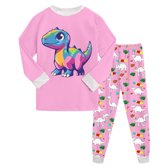 Hessimy Toddler Boys Girls Spring Summer Cute Print 2Pcs Short Sleeve Tops Pants Soft Sleepwear Pjs Casual Set, Short Sleeve Pjs, 2M-12Y(Pink,5-6 Years)