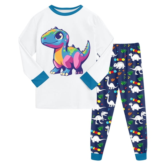 Hessimy Toddler Boys Girls Spring Summer Cute Print 2Pcs Short Sleeve Tops Pants Soft Sleepwear Pjs Casual Set, Short Sleeve Pjs, 2M-12Y(White,2-3 Years)