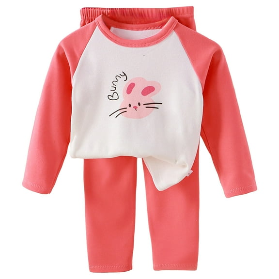 Hessimy Toddler Boys Girls Spring Summer Cute Sweatshirt Set Long Sleeve Top & Pants Warm Athletic Wear(Watermelon Red,6-12 Months)