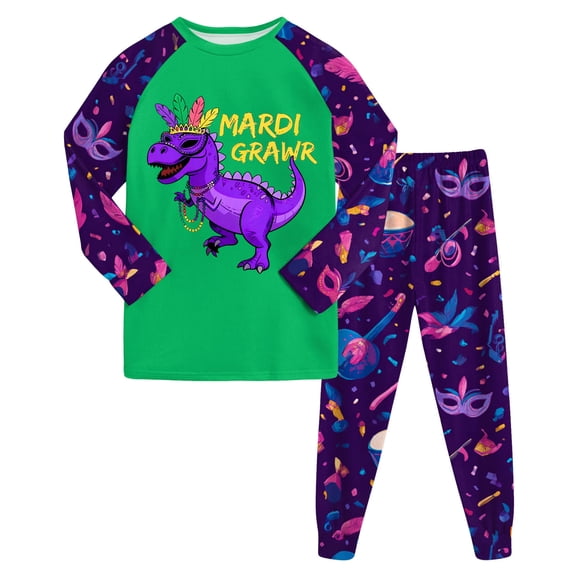 Hessimy Toddler Boys Girls Spring Summer Funny Cartoon Print 2Pcs Crewneck Long Sleeve Sweatshirt Joggers Pants Sweatsuit, Funny Jogger Set(Green,2-3 Years)
