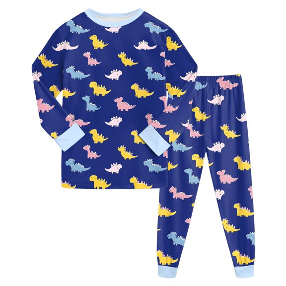 Hessimy Toddler Boys Girls Spring Summer Graphic Print 2Pcs Crewneck Long Sleeve Sweatshirt Joggers Pants Sweatsuit, Graphic Print Jogger(Blue,2-3 Years)