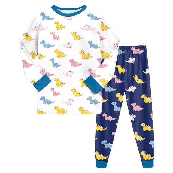 Hessimy Toddler Boys Girls Spring Summer Graphic Print 2Pcs Crewneck Long Sleeve Sweatshirt Joggers Pants Sweatsuit, Graphic Print Jogger(Dark Blue,3-4 Years)