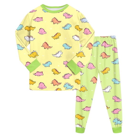 Hessimy Toddler Boys Girls Spring Summer Graphic Print 2Pcs Crewneck Long Sleeve Sweatshirt Joggers Pants Sweatsuit, Graphic Print Jogger(Light Yellow,2-3 Years)