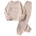thumbnail image 1 of Hessimy Toddler Boys Girls Spring Summer Letter Solid Print Sweatshirt & Jogger Pants Long Sleeve Set（Beige，8-9 Years）, 1 of 1